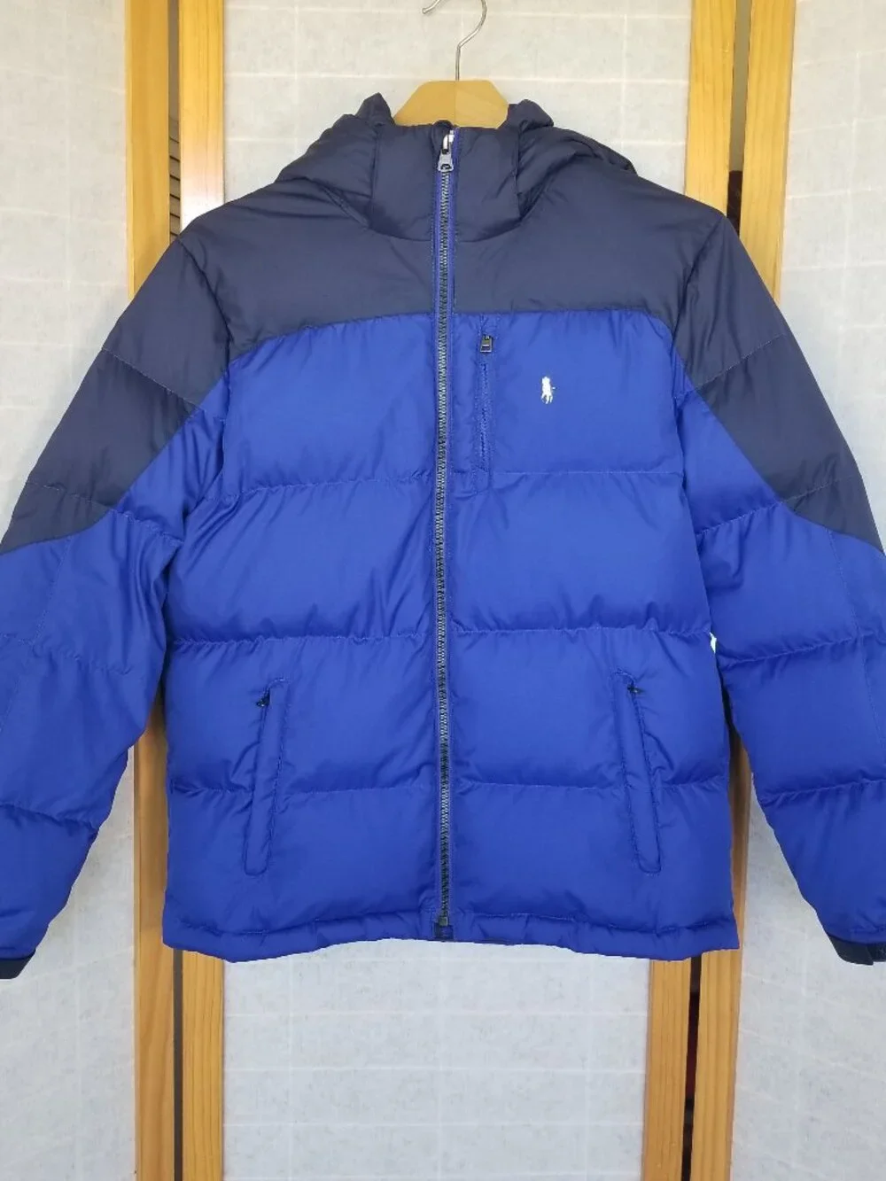 Polo Ralph Lauren Big Boy's Ripstop Down Puffer Hooded Jacket Blue Large 14/16